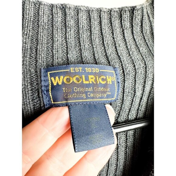 Woolrich Chunky Ribbed Knit Quarter Zip Pullover Womens XL black - Picture 11 of 11